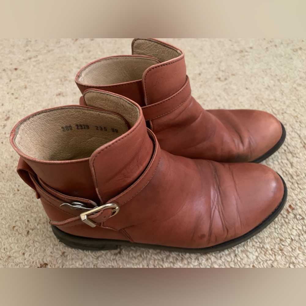 Hush Puppies Brown Leather Ankle Boots Size 6 - Picture 5 of 8